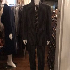 Preloved French Eye 2piece pin strip men suit jacket size 44 pants size 34
